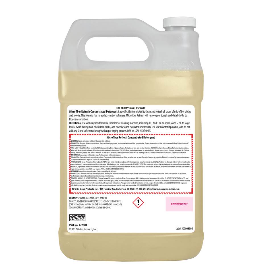 Malco Automotive 122801 Microfiber Refresh Concentrated Detergent
