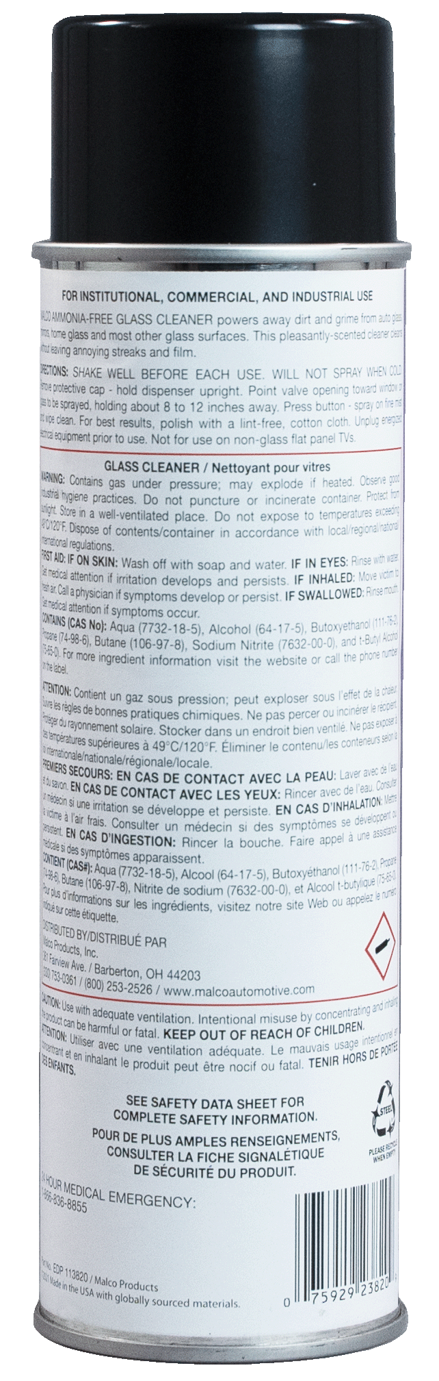 Malco Automotive DIST-ONLY-105520 Foaming Glass Cleaner - Aerosol