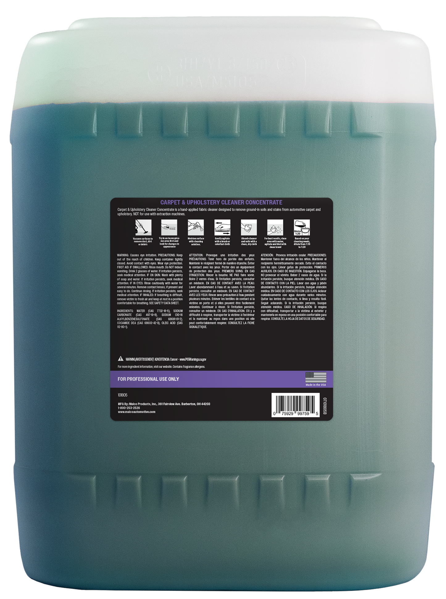 Malco Automotive Carpet & Upholstery Cleaner Concentrate