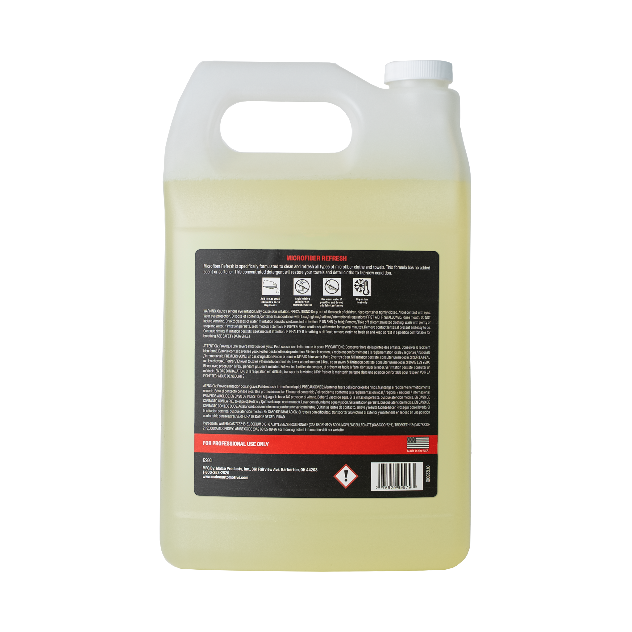 Malco Automotive 122801 Microfiber Refresh Concentrated Detergent