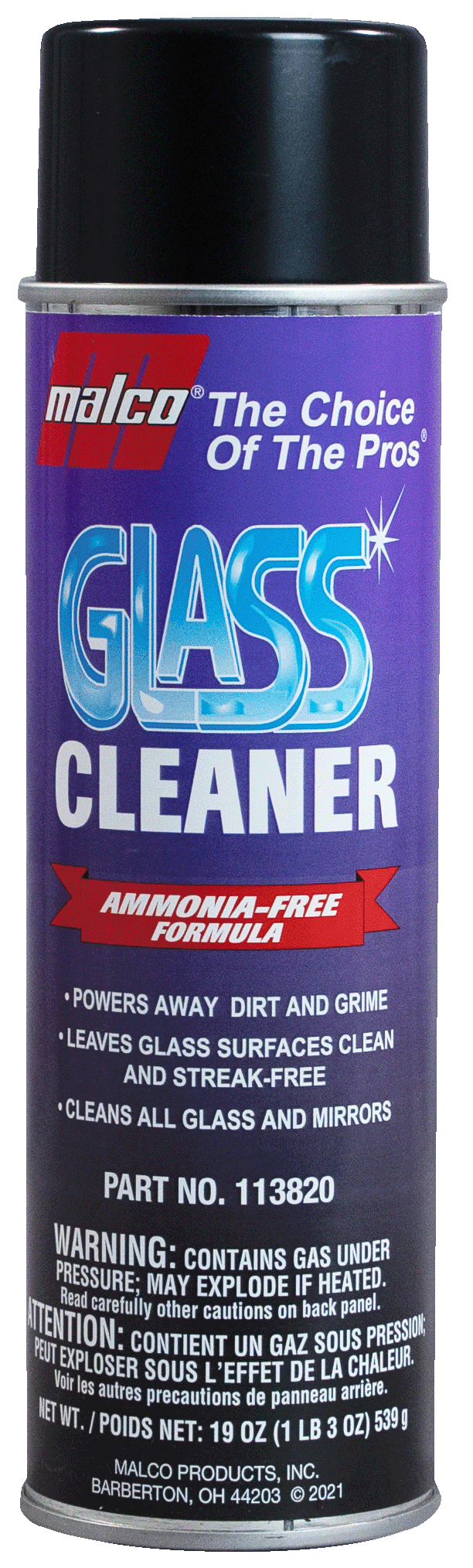 Malco Automotive DIST-ONLY-113820 Ammonia Free Glass Cleaner Aerosol