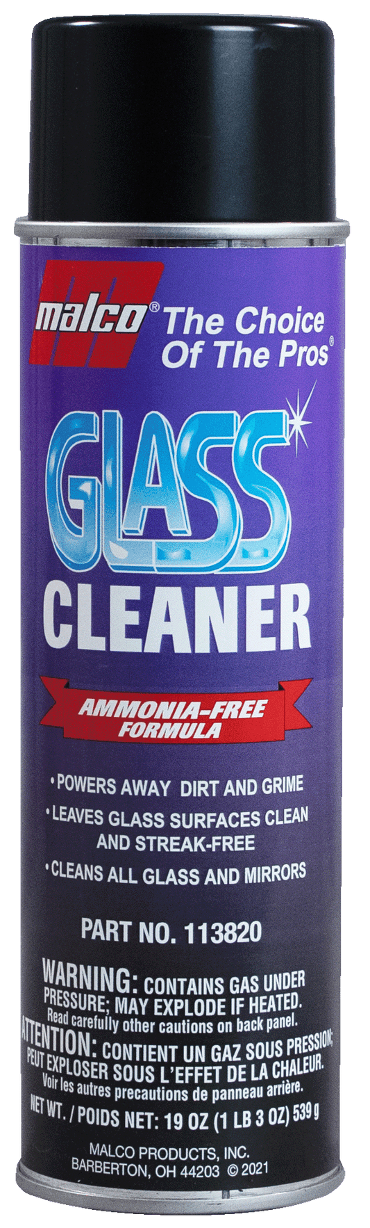 Malco Automotive DIST-ONLY-113820 Ammonia Free Glass Cleaner Aerosol