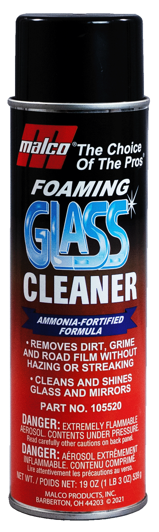 Malco Automotive DIST-ONLY-105520 Foaming Glass Cleaner - Aerosol