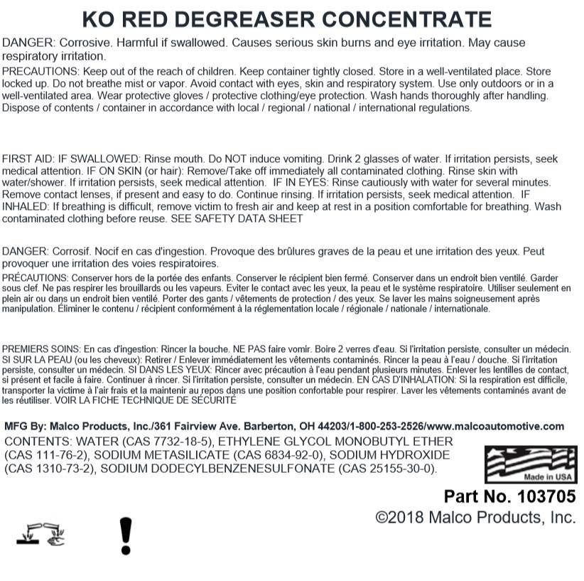 Malco Automotive Ko Red Degreaser Concentrate