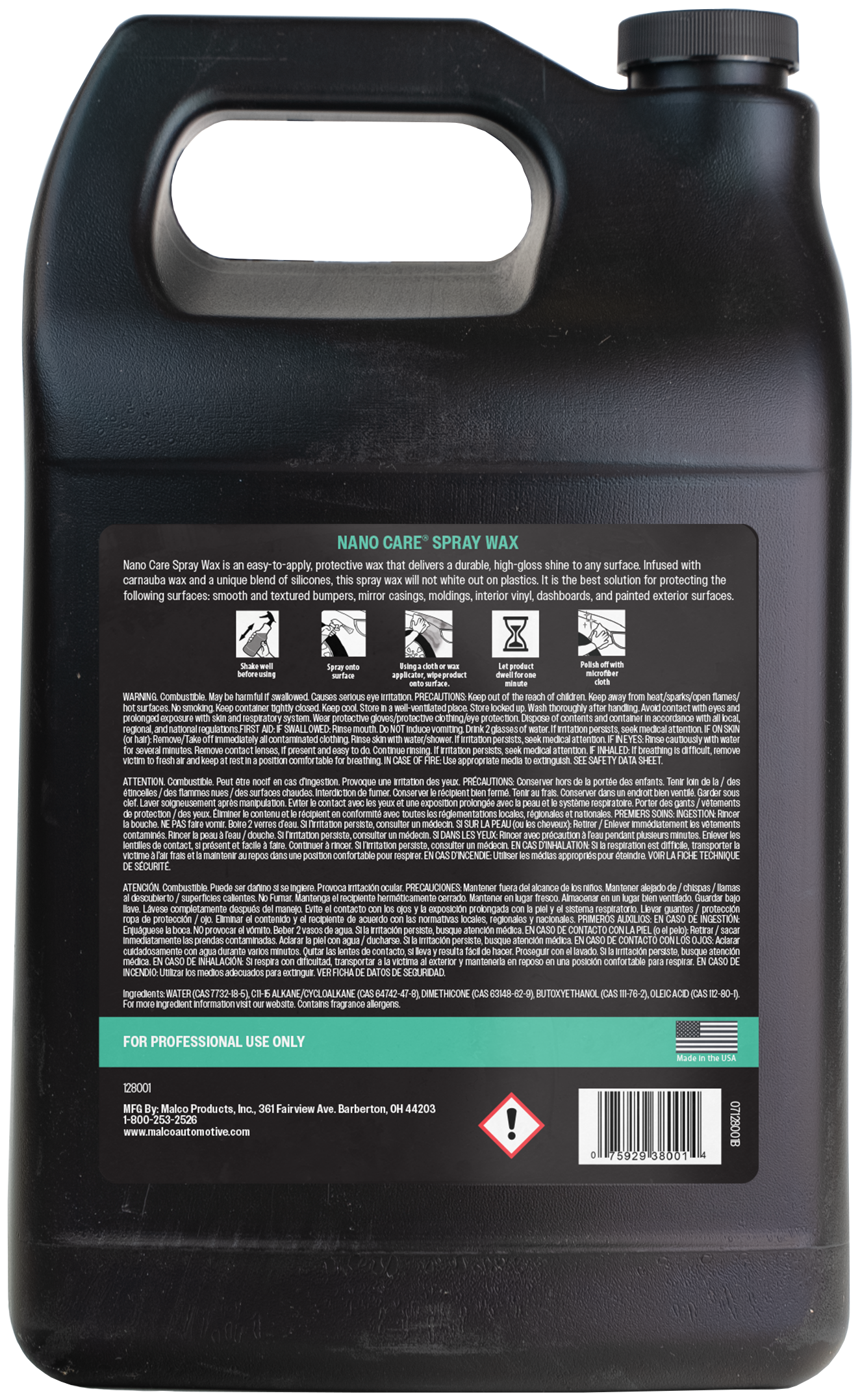 Malco Automotive Nanocare® Spray Wax
