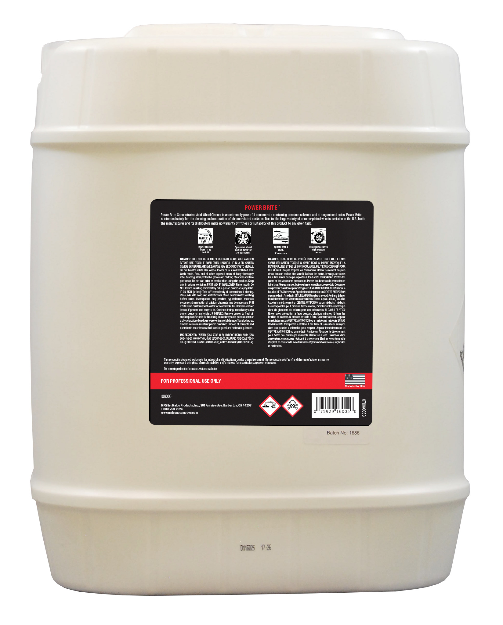 Malco Automotive Power Brite™ Concentrated Acid Wheel Cleaner